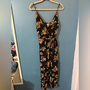 Xhilaration Black and Orange Floral Jumpsuit